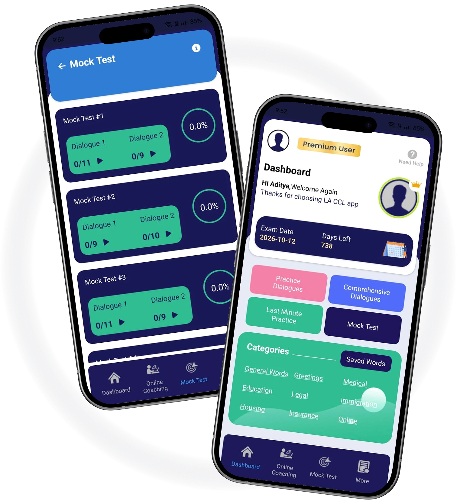PTE App Screenshots